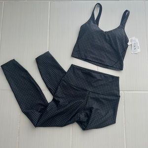 Buttery soft two piece athleisure checkered print set